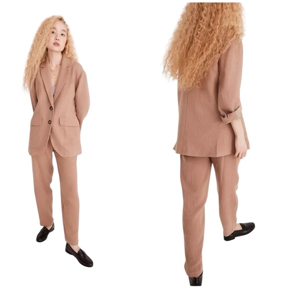 Madewell Cotton Linen Relaxed Larsen Blazer Faded Earth Gauzey Shacket sz XL - Picture 2 of 4